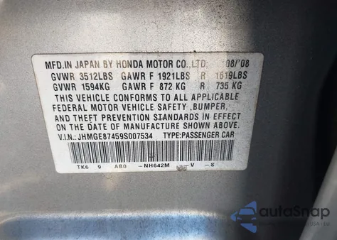 2009 Honda Fit Sport z USA, uszkodzony, nr VIN JHMGE87459S007534